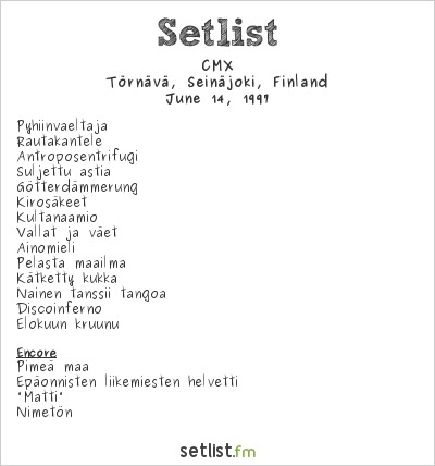 CMX at Provinssirock 1997 Setlist