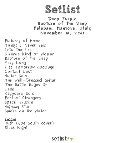 Deep Purple at PalaBam, Mantova, Italy Setlist