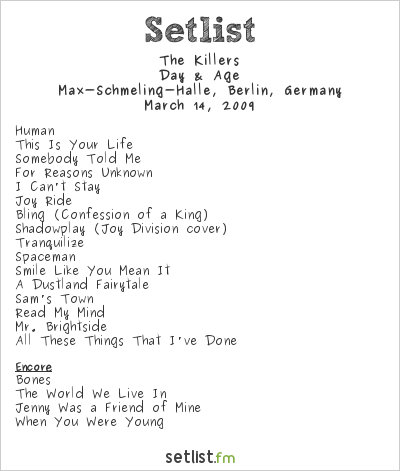 The Killers at Max-Schmeling-Halle, Berlin, Germany Setlist