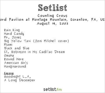 Counting Crows at Ford Pavilion at Montage Mountain, Scranton, PA, USA Setlist