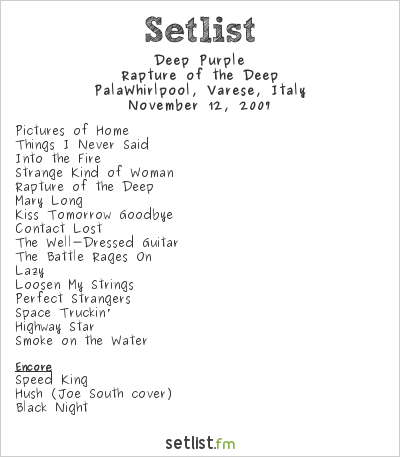 Deep Purple at PalaWhirlpool, Varese, Italy Setlist