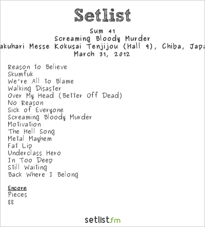 Sum 41 at PUNKSPRING 2012 Tokyo Setlist