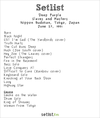 Deep Purple at Nippon Budokan, Tokyo, Japan Setlist