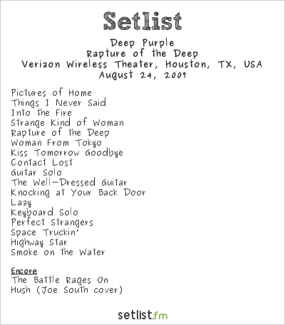 Deep Purple at Verizon Wireless Theater, Houston, TX, USA Setlist