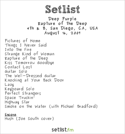 Deep Purple at 4th & B, San Diego, CA, USA Setlist
