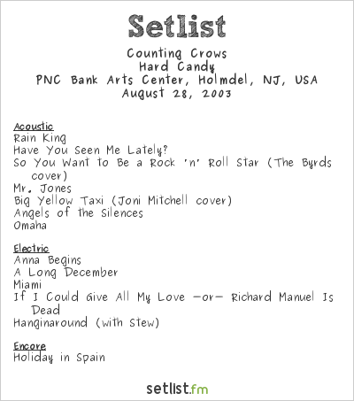 Counting Crows at PNC Bank Arts Center, Holmdel, NJ, USA Setlist