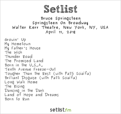 Bruce Springsteen at Walter Kerr Theatre, New York, NY, USA Setlist