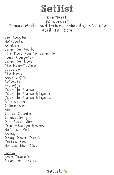 Kraftwerk at Moogfest 2014 Setlist