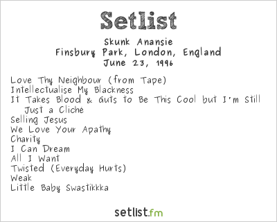 Skunk Anansie at Finsbury Park, London, England Setlist