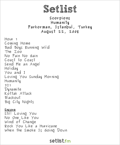 Scorpions at Parkorman, Istanbul, Turkey Setlist