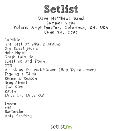 Dave Matthews Band at Polaris Amphitheater, Columbus, OH, USA Setlist