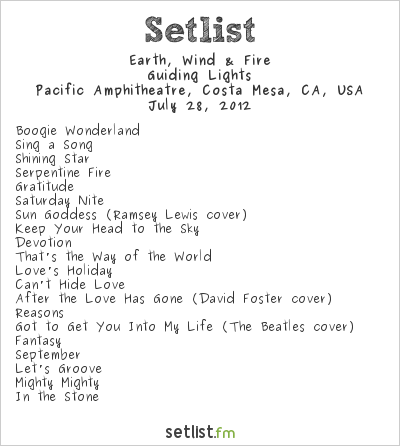 Earth, Wind & Fire at Orange County Fair 2012 Setlist