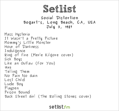 Social Distortion at Bogart's, Long Beach, CA, USA Setlist