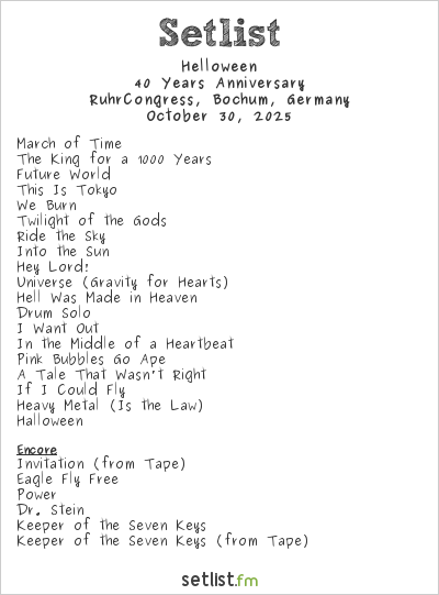 Helloween at RuhrCongress, Bochum, Germany Setlist
