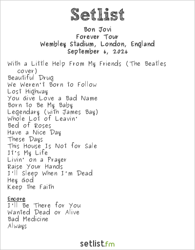 Setlista Bon Jovi