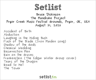Bruce Dickinson at Rocklahoma 2025 Setlist