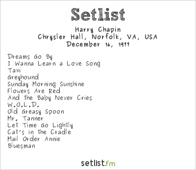 Harry Chapin at Chrysler Hall, Norfolk, VA, USA Setlist