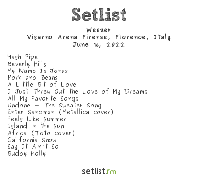 Weezer at Firenze Rocks Festival 2022 Setlist