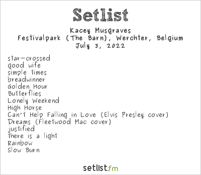 Kacey Musgraves at Rock Werchter 2022 Setlist