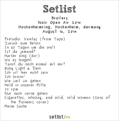 Broilers at Rock 'n' Heim 2014 Setlist