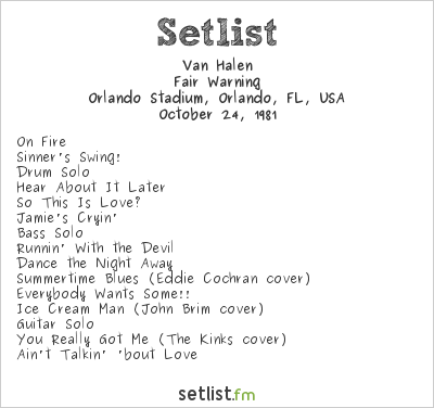 Van Halen at Rock Superbowl 1981 Setlist