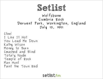 Wolfsbane at Cumbria Rock Festival 1991 Setlist