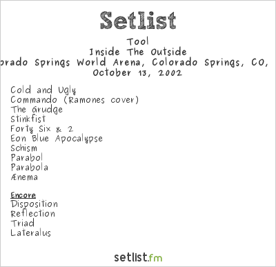 Tool at Colorado Springs World Arena, Colorado Springs, CO, USA Setlist