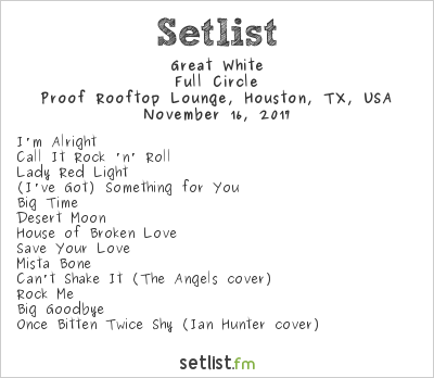 Great White at Proof Rooftop Lounge, Houston, TX, USA Setlist