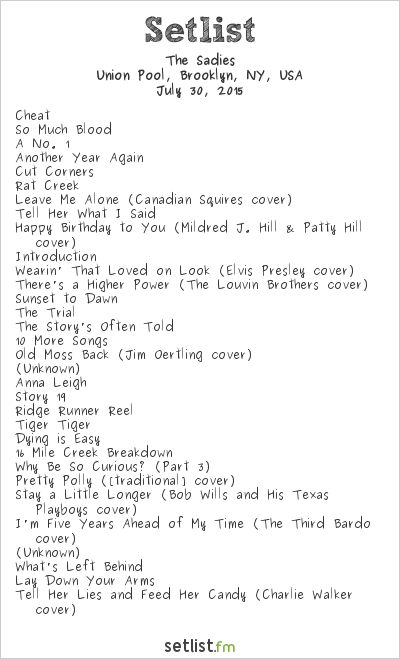 The Sadies at Union Pool, Brooklyn, NY, USA Setlist