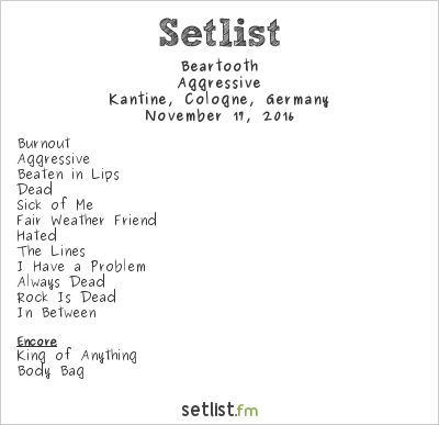 Beartooth at Kantine, Cologne, Germany Setlist