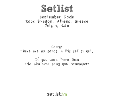 September Code at Rock Dragon Aid Festival 2016 Setlist