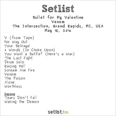 Bullet for My Valentine at The Intersection, Grand Rapids, MI, USA Setlist