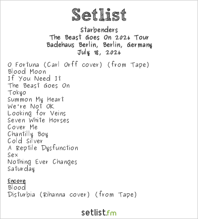 Starbenders at Badehaus Berlin, Berlin, Germany Setlist