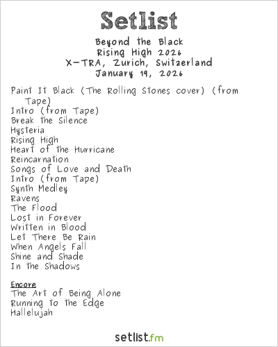 Beyond the Black at X-TRA, Zurich, Switzerland Setlist