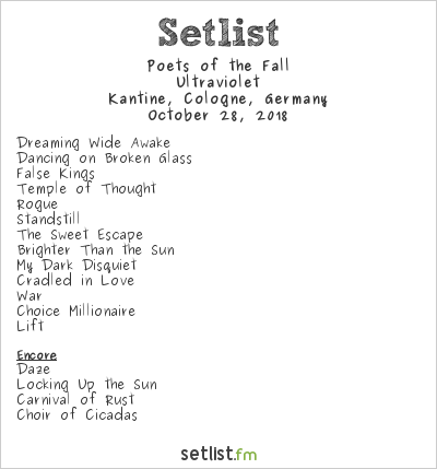 Poets of the Fall at Kantine, Cologne, Germany Setlist