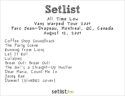All Time Low at Warped Tour 2007 Setlist