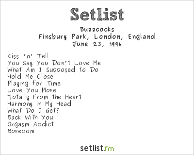 Buzzcocks at Finsbury Park, London, England Setlist