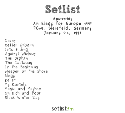 Amorphis at PC69, Bielefeld, Germany Setlist