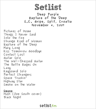 Deep Purple at Š.C. Gripe, Split, Croatia Setlist