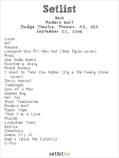 Beck at Dodge Theatre, Phoenix, AZ, USA Setlist