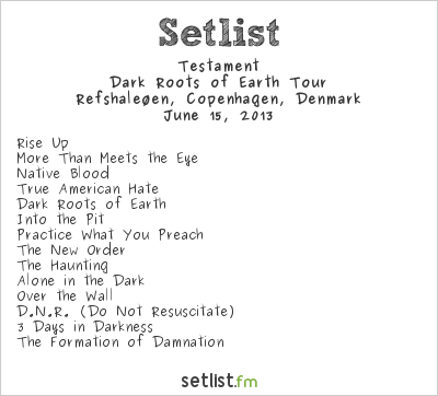 Testament at Copenhell 2013 Setlist