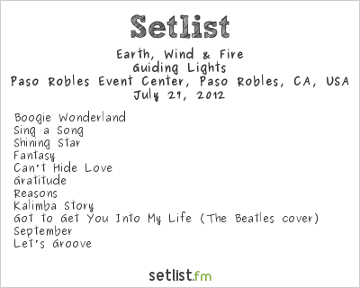 Earth, Wind & Fire at California Mid-State Fair 2012 Setlist
