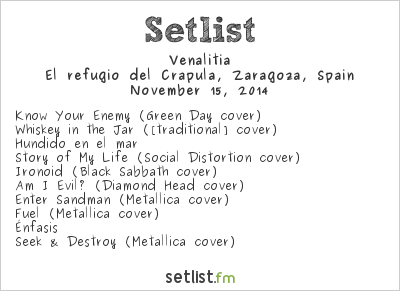 Venalitia at El refugio del Crápula, Zaragoza, Spain Setlist
