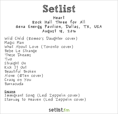 Heart at Gexa Energy Pavilion, Dallas, TX, USA Setlist