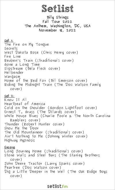 Billy Strings at The Anthem, Washington, DC, USA Setlist