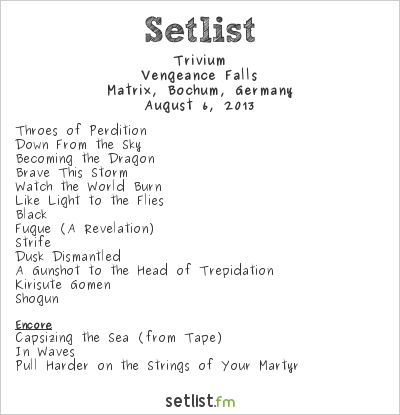 Trivium at Matrix, Bochum, Germany Setlist