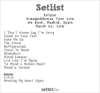 Eclipse at We Rock, Madrid, Spain Setlist