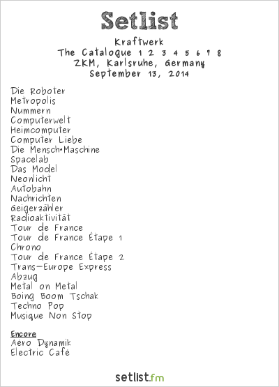 Kraftwerk at ZKM, Karlsruhe, Germany Setlist