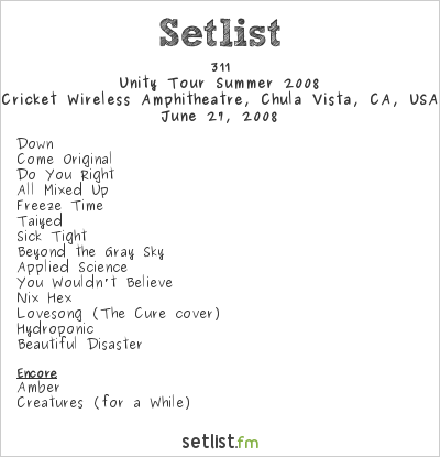 311 at Cricket Wireless Amphitheatre, Chula Vista, CA, USA Setlist