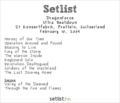 DragonForce at Z7 Konzertfabrik, Pratteln, Switzerland Setlist